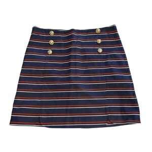 Tommy Hilfigure Red White Blue Striped Anchor Button Skirt- size 10